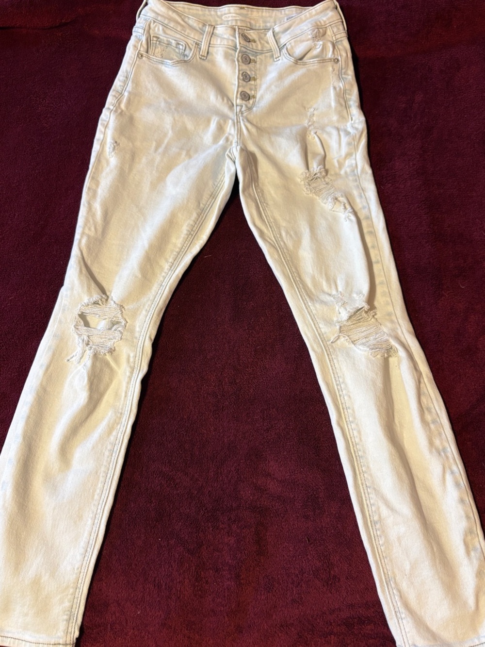 Old Navy Men's Skinny Jeans - Light Beige Distressed